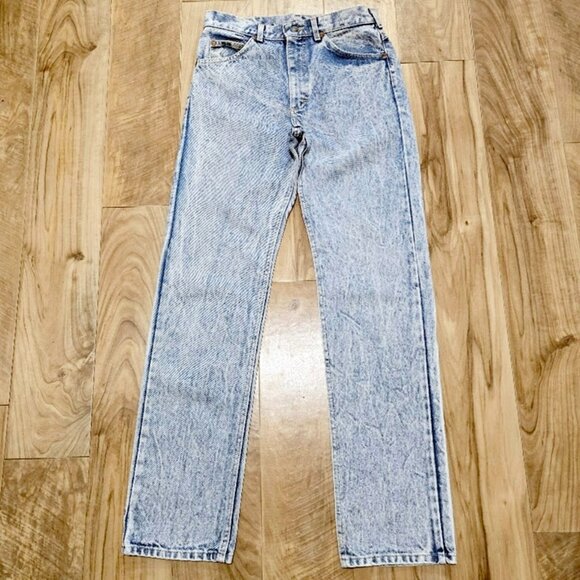 Vintage Lee Acid Wash Denim Blue Jeans 30x33.25* Mens Union Made USA 1980s - Picture 1 of 15